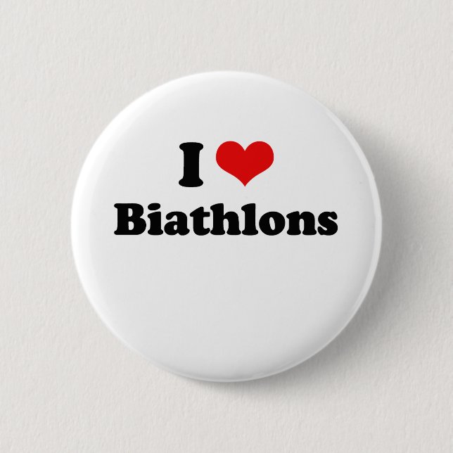 Bóton Redondo 5.08cm Eu amo o Tshirt dos Biathlons (Frente)