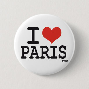Bóton Redondo 5.08cm Eu amo Paris