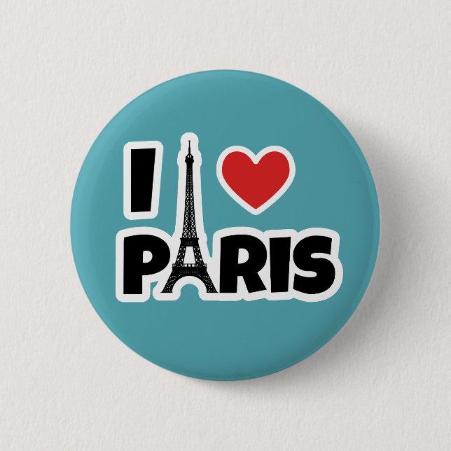 Bóton Redondo 5.08cm Eu amo Paris (Frente)
