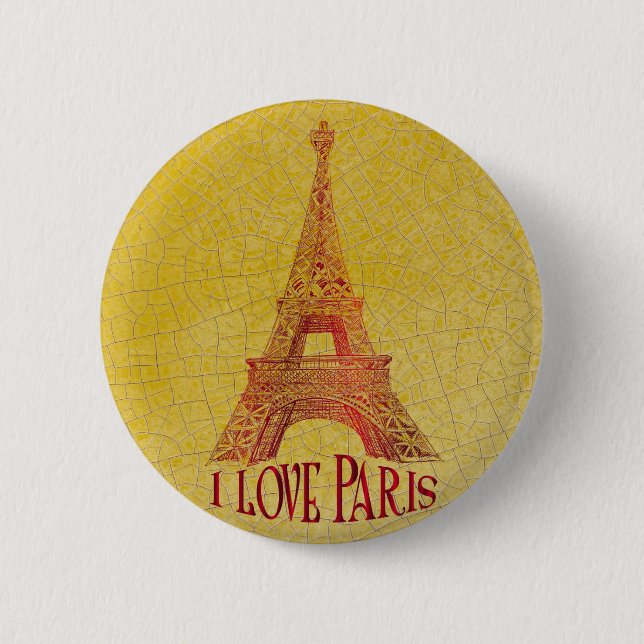 Bóton Redondo 5.08cm Eu amo Paris (Frente)
