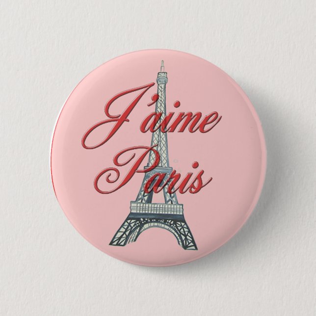 Bóton Redondo 5.08cm Eu amo Paris (Frente)