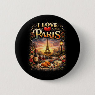 Bóton Redondo 5.08cm Eu Amo Paris