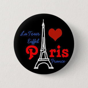 Bóton Redondo 5.08cm Eu amo Paris. Eiffel romântico