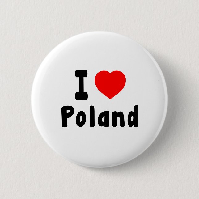 Bóton Redondo 5.08cm Eu amo Poland. (Frente)