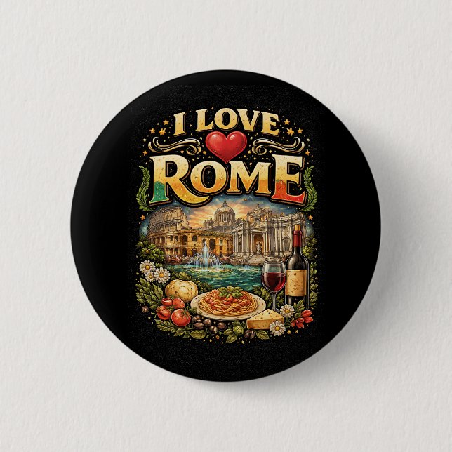 Bóton Redondo 5.08cm Eu Amo Roma (Frente)