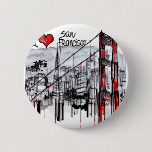 Bóton Redondo 5.08cm Eu amo San Francisco