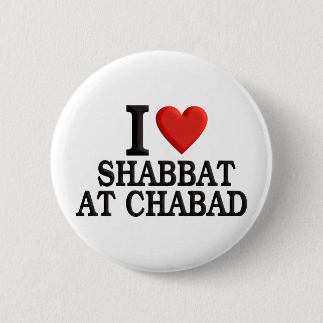 Bóton Redondo 5.08cm Eu amo Shabbat em Chabad (Frente)