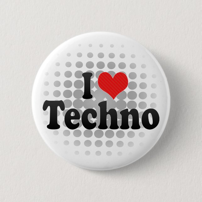 Bóton Redondo 5.08cm Eu amo Techno (Frente)