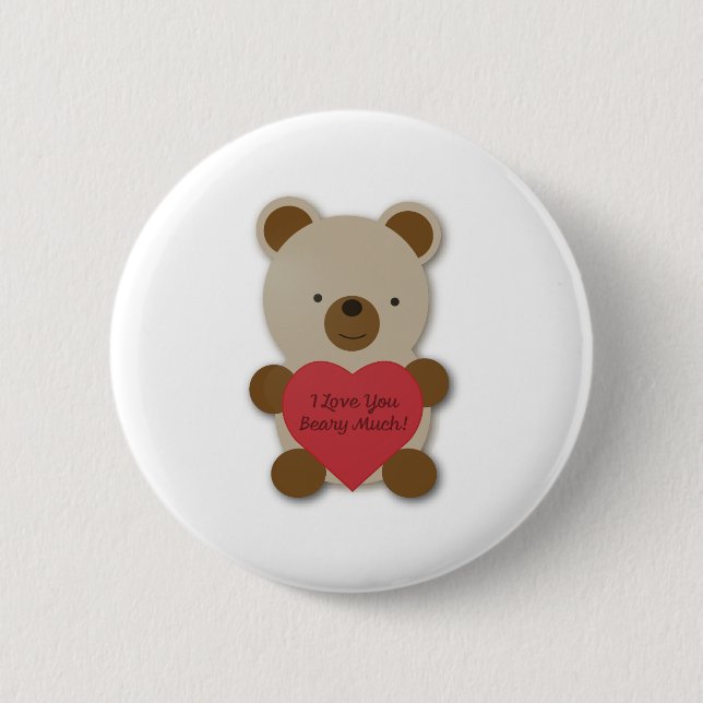 Bóton Redondo 5.08cm Eu Amo Você Beber Muito Urso De Teddy (Frente)