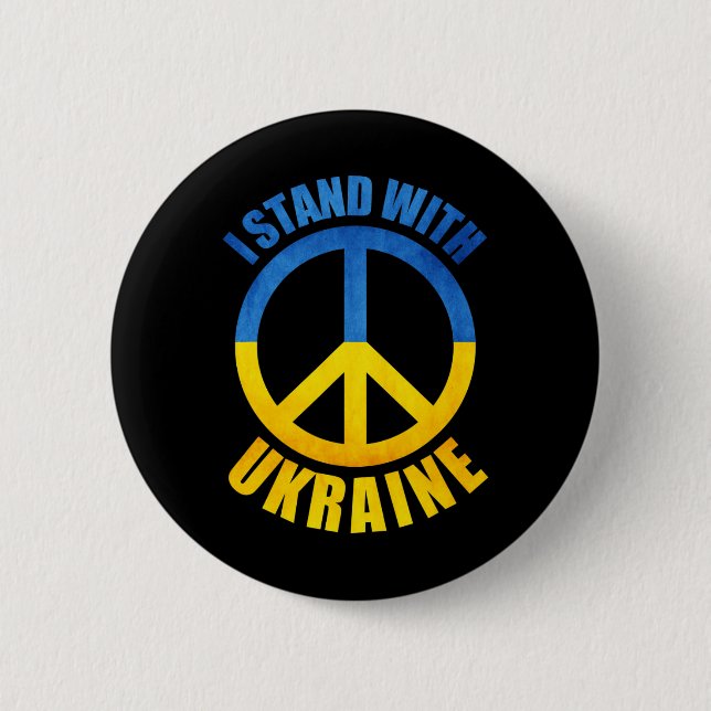 Bóton Redondo 5.08cm Eu Apoio o Símbolo de Paz da Ucrânia (Frente)