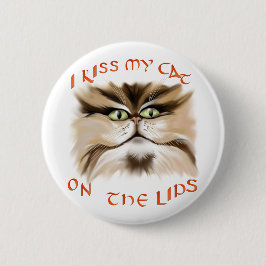 Bóton Redondo 5.08cm Eu beijo meu gato no botão dos lábios