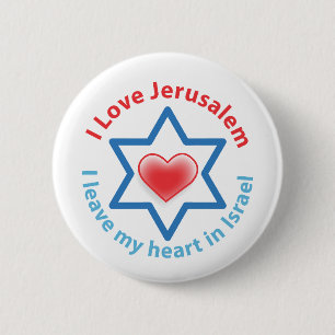 Bóton Redondo 5.08cm Eu deixo meu coração em Israel - amor Jerusalem