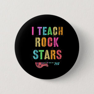 Bóton Redondo 5.08cm Eu Ensino Vibrações de Banda de Rockstars Professo