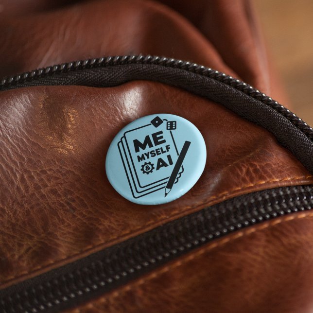 Bóton Redondo 5.08cm Eu, Eu E IA, Botão de Arte Negra (Criador carregado)