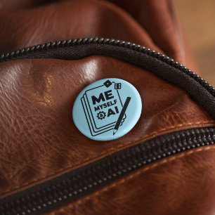 Bóton Redondo 5.08cm Eu, Eu Próprio e IA, Pino de Arte Negra