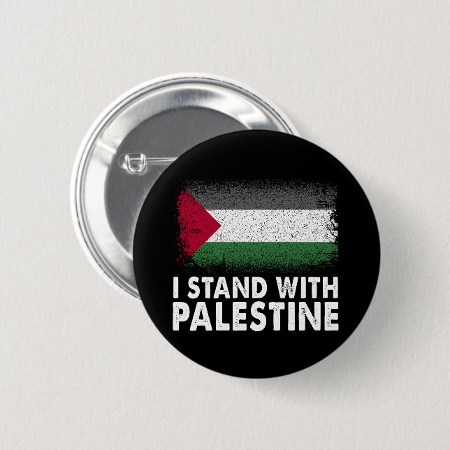 Bóton Redondo 5.08cm Eu fico com a bandeira palestiniana na Palestina (Frente & Verso)