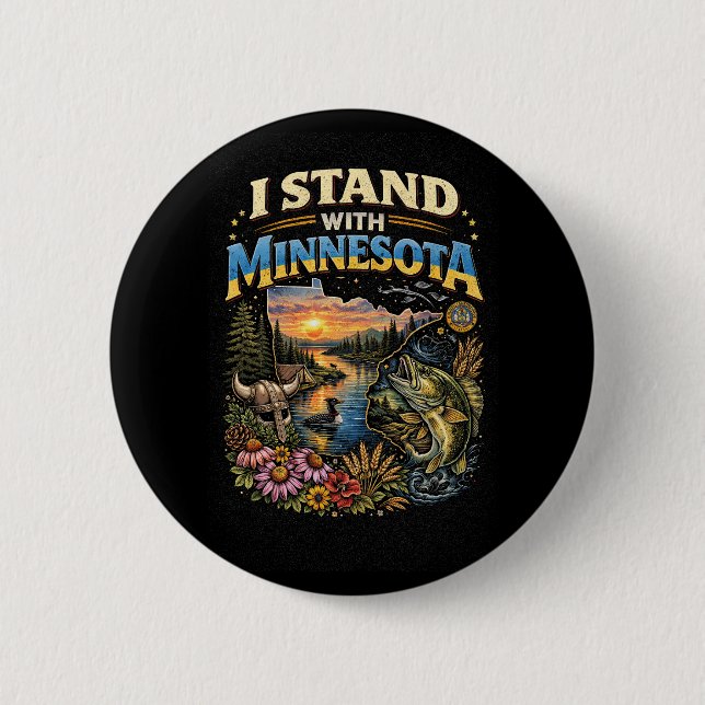 Bóton Redondo 5.08cm Eu Fico Com Minnesota (Frente)