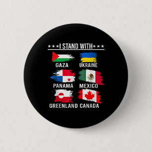 Bóton Redondo 5.08cm Eu fico com o Canadá Groelândia México Panamá Gaza