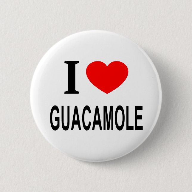 Bóton Redondo 5.08cm Eu ❤️ GUACAMOLE Eu AMO GUACAMOLE Eu ADORO GUACAMOL (Frente)