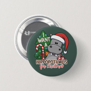 Bóton Redondo 5.08cm Eu Quero um Hipopótamo para o Natal Família de Hip