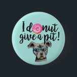 Bóton Redondo 5.08cm Eu Rosquinha Dar Um Pit | Pit Bull Cog Pun<br><div class="desc">Este é um design de trocadilho divertido que diz "rosquinha dar um poço". Há uma pintura aquosa de uma rosquinha cor-de-rosa com aspersores coloridos e um cachorro-do-pit-bull na design. O pit bull é cinza e tem óculos de sol azuis. Design bonito e engraçado para amantes de cachorros.</div>