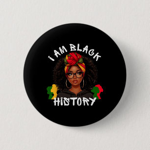 Bóton Redondo 5.08cm Eu Sou a História Negra Mês Meninas Afro-Americana