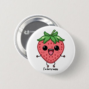 Bóton Redondo 5.08cm Eu sou Berry Happy, fofinha, saltando morango kawa