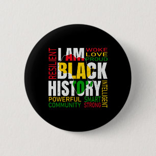 Bóton Redondo 5.08cm Eu Sou História Negra Mês da História Afro-America