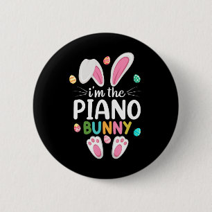 Bóton Redondo 5.08cm Eu Sou o Coelho de Piano da Família no Easter