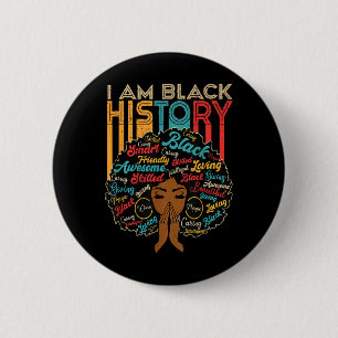 Bóton Redondo 5.08cm Eu Sou O Mês Da História Negra Afro-Americano Para