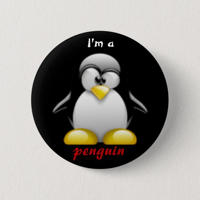 Bóton Redondo 5.08cm Eu sou um pinguim (Frente)