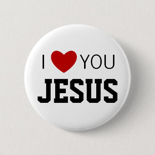 Bóton Redondo 5.08cm Eu te amo Jesus Moderno Christian Faith Heart