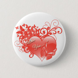 BÓTON REDONDO 5.08CM EU TE AMO NO CORAÇÃO VERMELHO