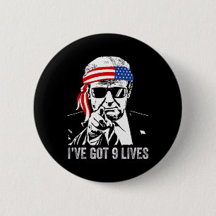 Bóton Redondo 5.08cm Eu Tenho Nove Vidas - Trump Engraçado