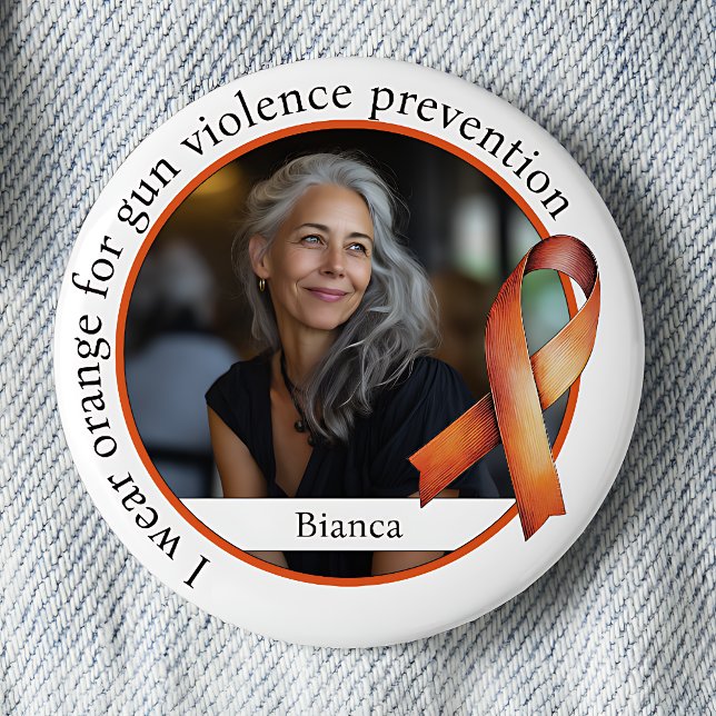 Bóton Redondo 5.08cm Eu Uso Laranja para Prevenção à Violência com Arma (Criador carregado)