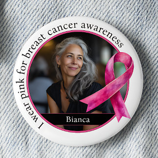 Bóton Redondo 5.08cm Eu Uso Rosa para a Conscientização do Câncer de Ma