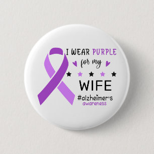 Bóton Redondo 5.08cm Eu Uso Roxo Pela Conscientização do Alzheimer da M