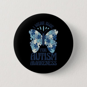 Bóton Redondo 5.08cm Eu Visto Azul Para A Consciência Autismo Botão Que