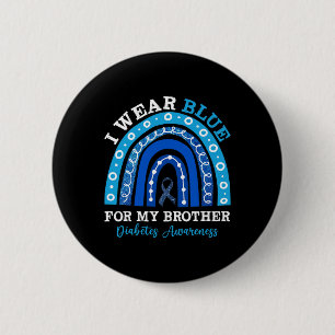 Bóton Redondo 5.08cm Eu Visto Azul Para Meu Irmão T1d Tipo 1 Diabetes A