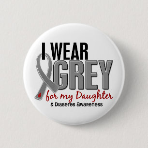 Bóton Redondo 5.08cm Eu visto o cinza para meu diabetes da filha 10