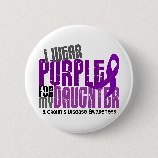Bóton Redondo 5.08cm Eu visto o roxo para minha doença de Crohn da (Frente)