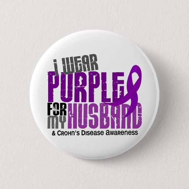 Bóton Redondo 5.08cm Eu visto o roxo para minha doença de Crohn do (Frente)