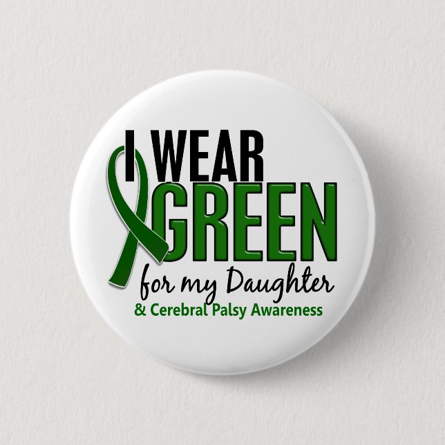 Bóton Redondo 5.08cm Eu visto o verde para minha paralisia cerebral da (Frente)