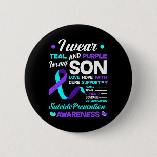 Bóton Redondo 5.08cm Eu Visto Teal E Roxo Para O Meu Filho Suicida Prev