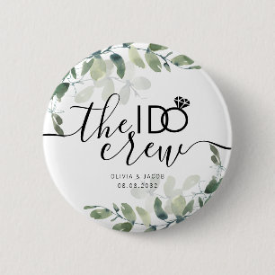Bóton Redondo 5.08cm Eucalyptus I Do Crew Bridal Party