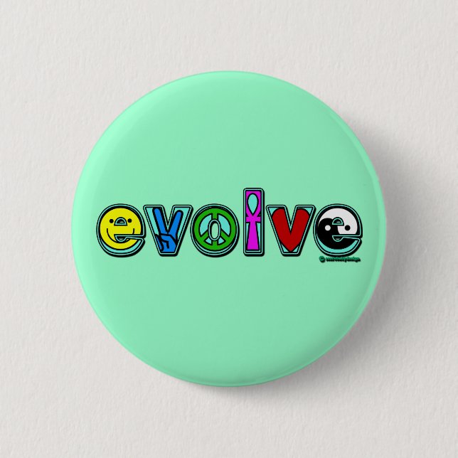 Bóton Redondo 5.08cm EVOLUA com seis símbolos da paz e progrida (Frente)
