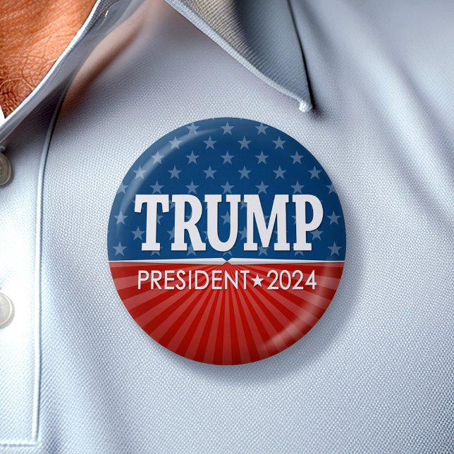 Bóton Redondo 5.08cm Excelente Trump 2024 Keep America - azul vermelho (Trump 2024 Button - Great Campaign and Rally button for the Next Election)