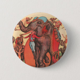 Bóton Redondo 5.08cm Executando Elefantes Com Mulheres E Formadores.