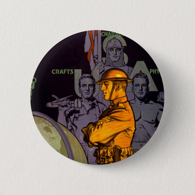 Bóton Redondo 5.08cm Exército constrói homens (Frente)