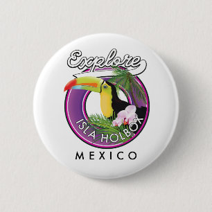 Bóton Redondo 5.08cm explorar praia Isla Holbox México patch de viagem
